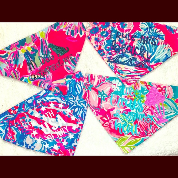 Summer/July 4th dog custom Lilly bandanas. - Picture 1 of 3